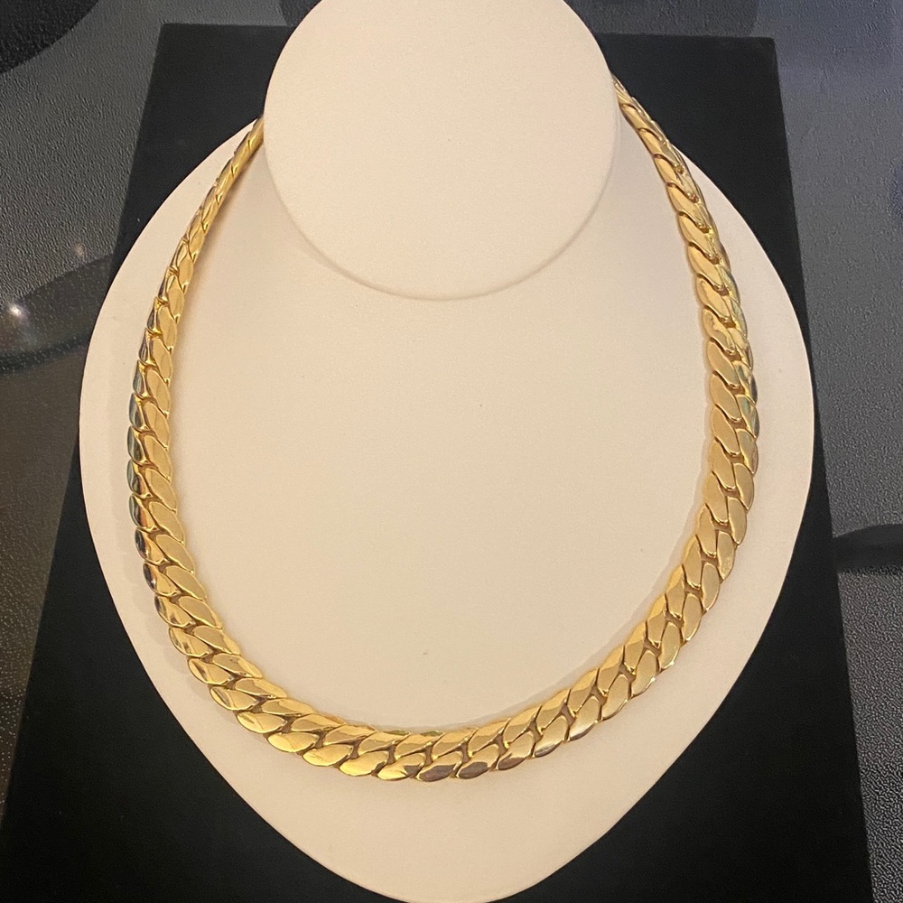 Gold Filled Flat Cuban Link Necklace with box Lock